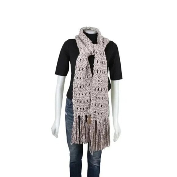 NWT American Eagle Handknit Scarf Loose Knit Pink Grey - Picture 2 of 7